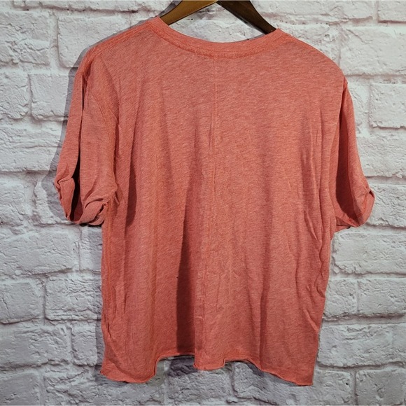 Free People We The Free Heathered Coral Raw Hem Basic Tee - Picture 7 of 11